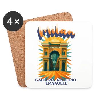 Milan- Galleria Vittorio Emanuele Retro Vintage - Dessous de verre (lot de 4) - blanc - Devant