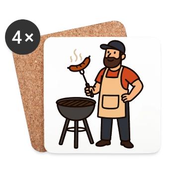 Cozy barbecue evening with BamBam - Coasters (set of 4) - white - Front