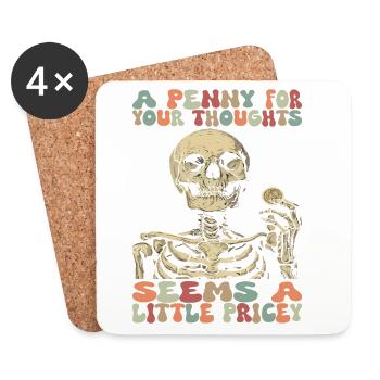 Sarcastic Skeleton Halloween Skull - Coasters (set of 4) - white - Front