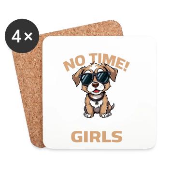 Dictons de chien Chien Pas de temps que j’ai pour aller à mes filles - Dessous de verre (lot de 4) - blanc - Devant