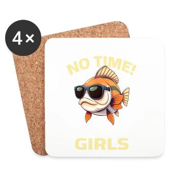 Poisson avec lunettes de soleil Aquarium Pêche Pêcheur - Dessous de verre (lot de 4) - blanc - Devant