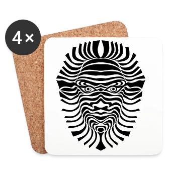 Psy-Chic Psychedlic Sixties Good Voodoo Mask - Coasters (set of 4) - white - Front
