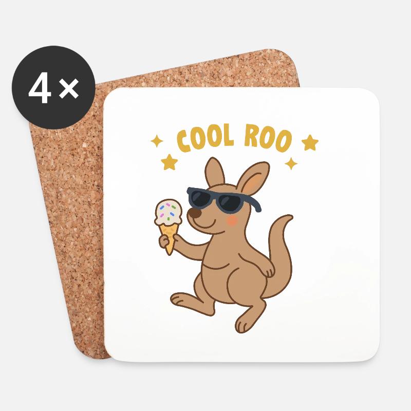 Cooles Roo - Untersetzer (4er-Set) - Weiß