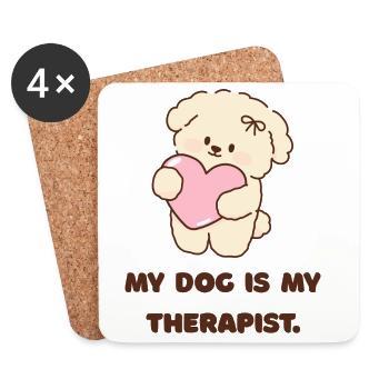 My dog is my therapist Design Hundeliebhaber - Coasters (set of 4) - white - Front