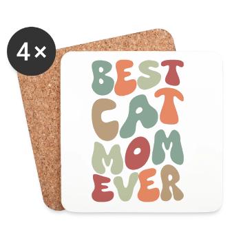 Best Cat Mom Ever funny autumn - Coasters (set of 4) - white - Front