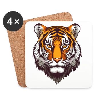 Tête de tigre :) - Dessous de verre (lot de 4) - blanc - Devant
