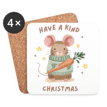 Have a Kind Christmas – Süße Maus - Untersetzer (4er-Set) - Weiß - Vorne