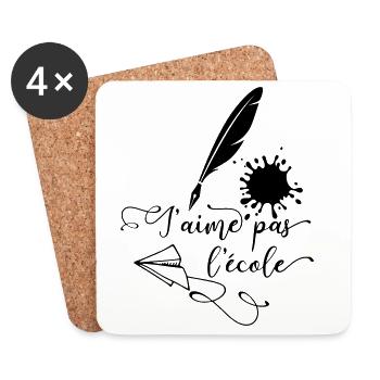 J'aime pas l'école - Dessous de verre (lot de 4) - blanc - Devant