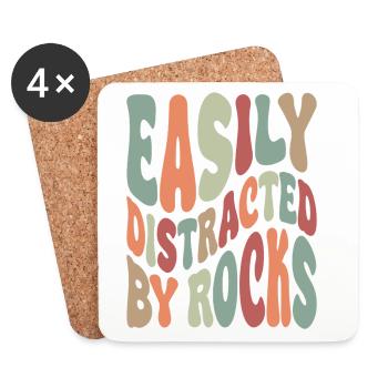 Easily Disctracted By Rocks - Coasters (set of 4) - white - Front