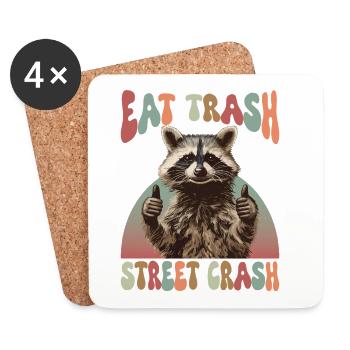 Raccoon Eat Trash Street Crash Meme - Coasters (set of 4) - white - Front