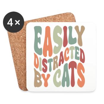 Easily Disctracted By Katzen - Coasters (set of 4) - white - Front
