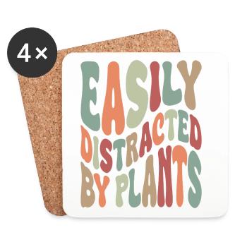Facilement distrait par les plantes vintage - Dessous de verre (lot de 4) - blanc - Devant