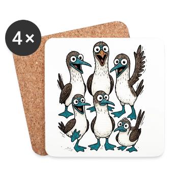 Illustration de dessin animé drôle d'oiseau de mer - Dessous de verre (lot de 4) - blanc - Devant