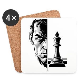 Schwarz-Weiß-Schach-Mastermind-Porträt - Untersetzer (4er-Set) - Weiß - Vorne