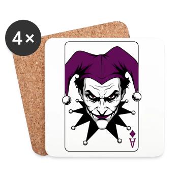 Harlequin Joker Clown Illustration - Coasters (set of 4) - white - Front