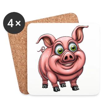 funny pink pig :) - Coasters (set of 4) - white - Front