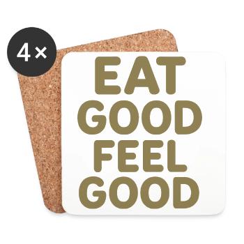 Essen gesund Ernährung Spruch Eat Good Feel Good - Untersetzer (4er-Set) - Weiß - Vorne