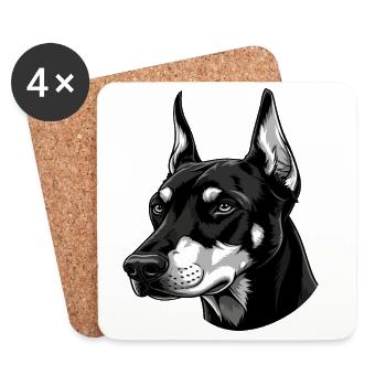 Elegant Black and White Husky Illustration - Coasters (set of 4) - white - Front