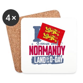 Design Land de Normandie avec Lion et Drapeau - Dessous de verre (lot de 4) - blanc - Devant