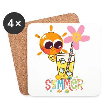 Sommerstimmung – schöne Sonne und Getränk. - Untersetzer (4er-Set) - Weiß - Vorne