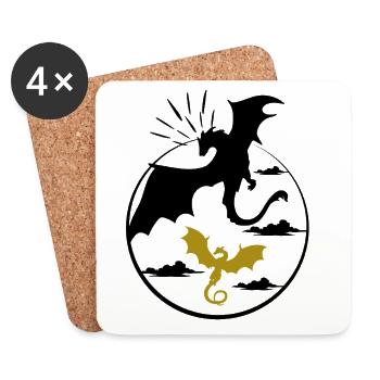 Mysterious Golden Dragon - Coasters (set of 4) - white - Front
