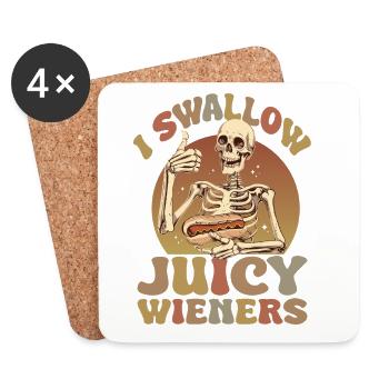 Skelett I swallow juicy Wieners Hotdog - Untersetzer (4er-Set) - Weiß - Vorne