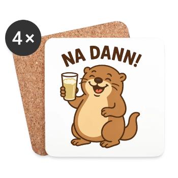 Loutre humoristique avec verre à bière café graphique - Dessous de verre (lot de 4) - blanc - Devant