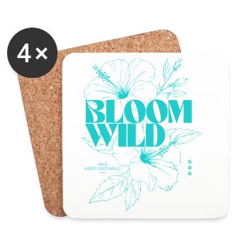 Bloom Wild Floral Typographie Design - Dessous de verre (lot de 4) - blanc - Devant
