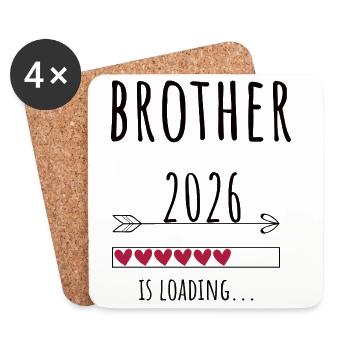 Brother to be 2026 Geschenk Schwangerschaft - Untersetzer (4er-Set) - Weiß - Vorne