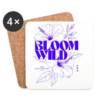 Bloom Wild Floral Typographie Design - Dessous de verre (lot de 4) - blanc - Devant