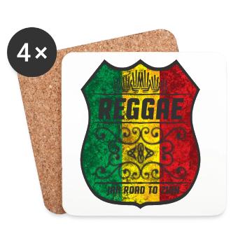 Reggae Flaggenmotiv mit kulturellem Design - Untersetzer (4er-Set) - Weiß - Vorne