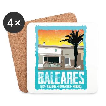 Balearic Islands Sunset Silhouette - Coasters (set of 4) - white - Front