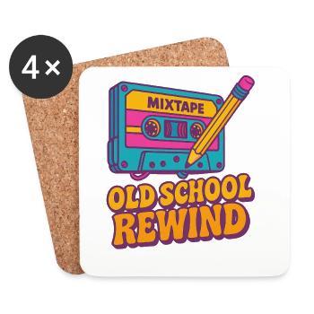 Retro Cassette Tape Old School Design V2K Vintage  - Untersetzer (4er-Set) - Weiß - Vorne