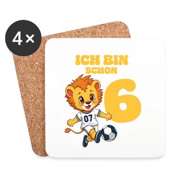 6e anniversaire Football Lion - Dessous de verre (lot de 4) - blanc - Devant