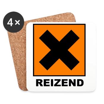 Reizend | Design mit schwarzem X - Untersetzer (4er-Set) - Weiß - Vorne