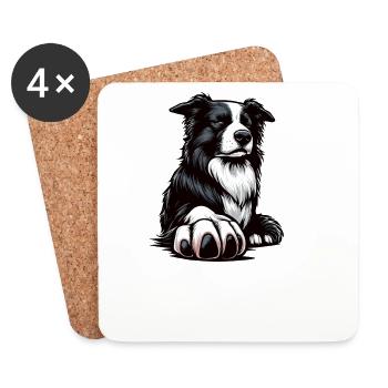 Parler à la patte Border Collie Chien de troupeau Collie - Dessous de verre (lot de 4) - blanc - Devant