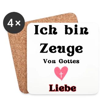 Herz mit Kreuz für Liebe und Glauben - Untersetzer (4er-Set) - Weiß - Vorne