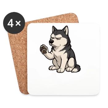Sprich mit der Pfote Husky Huskybesitzer Huskys - Untersetzer (4er-Set) - Weiß - Vorne