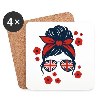 Brit Pop Floral Sunglasses - Coasters (set of 4) - white - Front