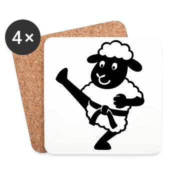 Karate Schaf - Untersetzer (4er-Set) - Weiß - Vorne