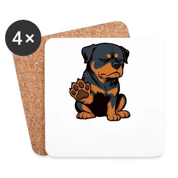 Sprich mit der Pfote Rottweiler Rottweilerbesitzer - Untersetzer (4er-Set) - Weiß - Vorne