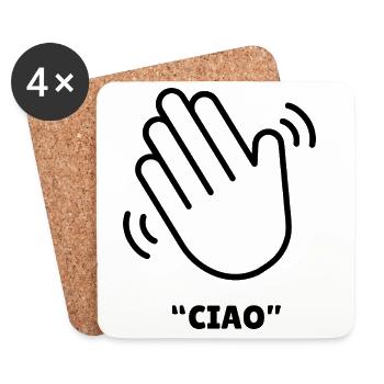 Ciao – Conception de la main agitée - Dessous de verre (lot de 4) - blanc - Devant
