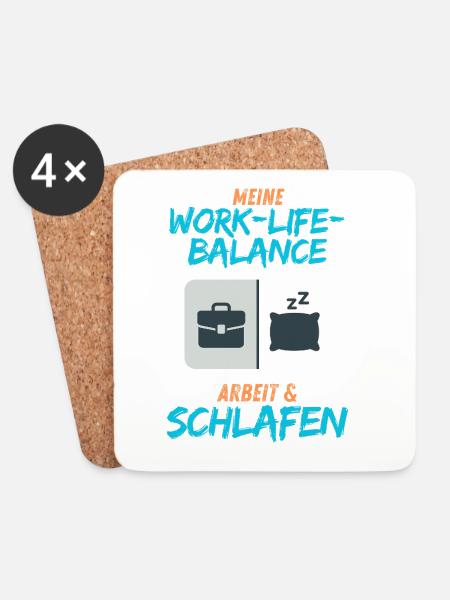 Meine Work-Life Balance: Arbeit & Schlafen - Untersetzer (4er-Set) - Weiß