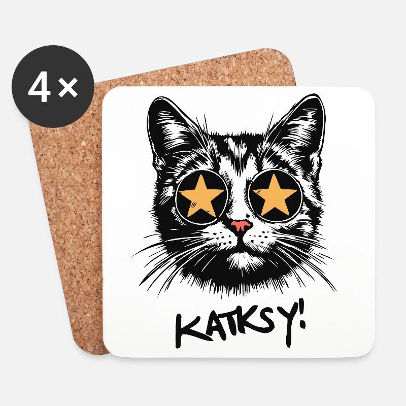Katksy - Untersetzer (4er-Set) - Weiß