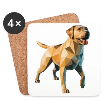 Labrador Retriever - Cooles Low Poly Logo - Untersetzer (4er-Set) - Weiß - Vorne