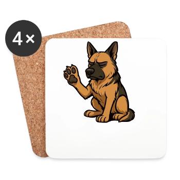 Parlez à la patte Berger allemand - Dessous de verre (lot de 4) - blanc - Devant