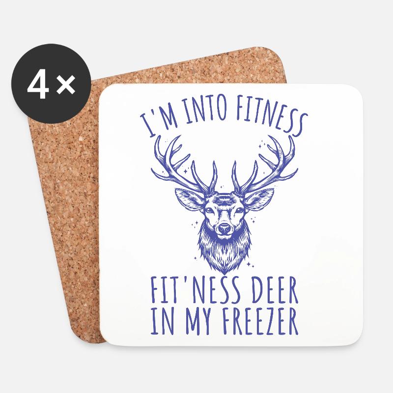 Fitness Hirsch Gefrierschrank - Untersetzer (4er-Set) - Weiß
