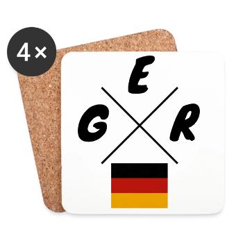 Drapeaux allemands Lettrage GER - Dessous de verre (lot de 4) - blanc - Devant