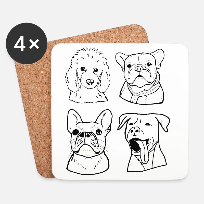 Hunde - Untersetzer (4er-Set) - Weiß