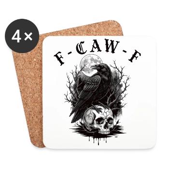 Black Crow F-Caw-F Funny Gothic Humor - Coasters (set of 4) - white - Front